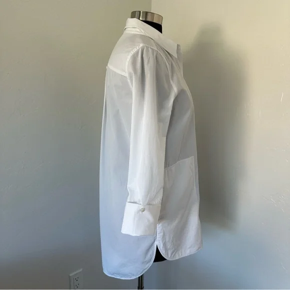 Lafayette 148 New York Wilkes Italian Sculpted Button Up Tunic Shirt Sz S - Picture 8 of 16